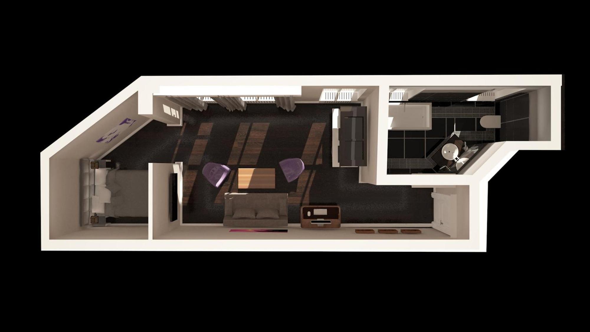 Arabel Design Apartments Berlín Habitación foto 3D rendering of a typical studio apartment